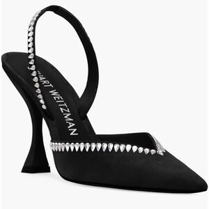 🖤🔹️STUART WEITZMAN 🔹️ Black Made In Spain Suede Xcurve 100 Slingback Pumps